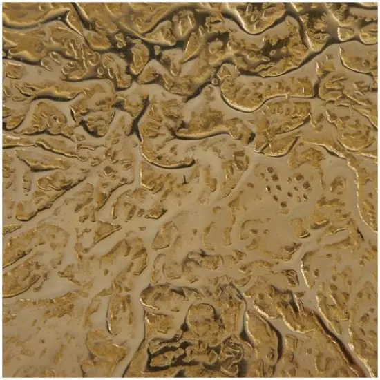 Gold Aluminum Geometric Slim Textured Accent Table {8}