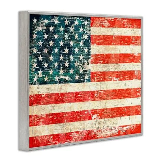 Stupell Industries Rustic American Flag Framed Giclee Art Gray {4}