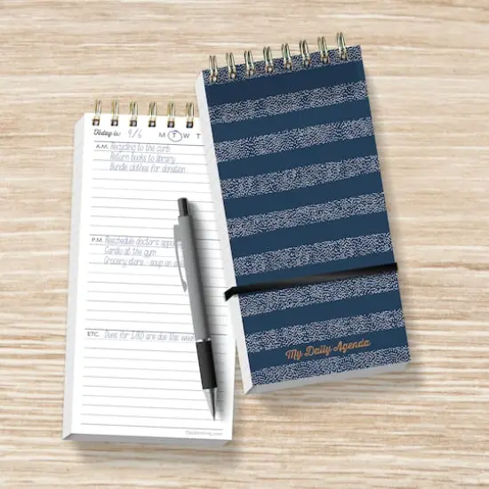 TF Publishing Blue Boho Stripe Undated Daily Agenda Notepad Planner {4}