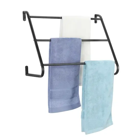NEX&trade; 3-Tier Black Wall Mounted Towel Bar Rack {1}