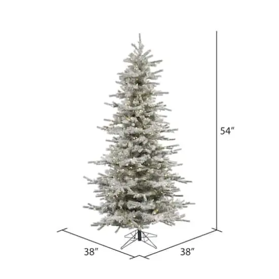 4.5ft. Pre-Lit Slim Flocked Sierra Fir Artificial Christmas Tree, Pure White Dura-Lit&reg; LED Lights {4}
