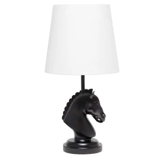 Simple Designs Chess Horse Table Lamp Black {1}