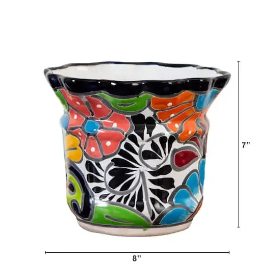 8" Handmade Mexican Talavera Ceramic Planter {3}