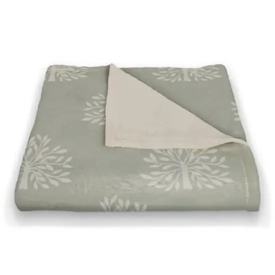 Blooming Bush Coral Fleece Blanket Sage {3}