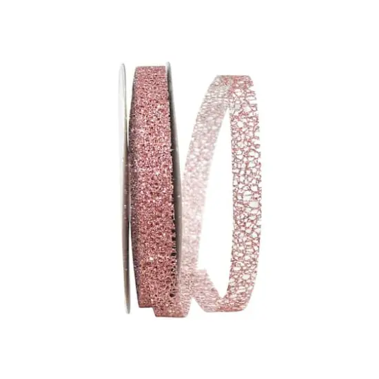 Reliant 5/8" x 25yd. Glitter Mesh Ribbon Rose Gold {1}