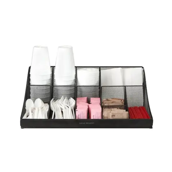 Mind Reader Black 11 Compartment Breakroom Coffee and Condiment Organizer {1}