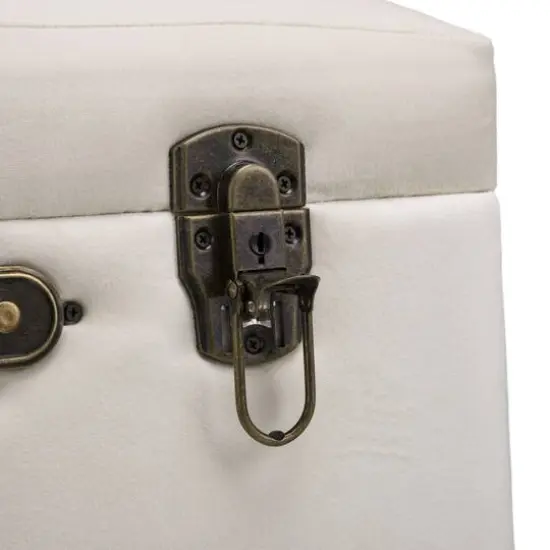 Glitzhome&reg; Velvet Upholstered Storage Stool Seashell White {7}