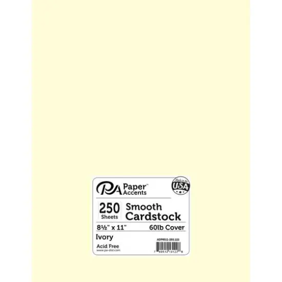 PA Paper™ Accents Ivory 8.5" x 11" 60lb. Smooth Cardstock, 50 Sheets {1}