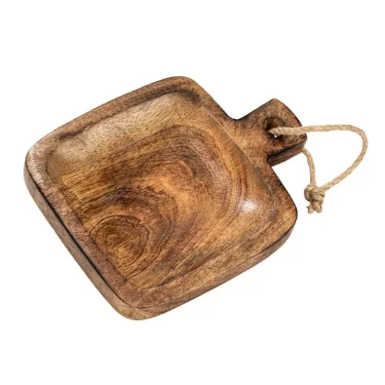 Hello Honey&reg; 9" Hand-Carved Mango Wood Serving Board with Handle & Jute Tie {1}