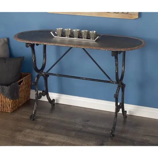 Grey Farmhouse Metal Console Table, 29" x 45" {11}