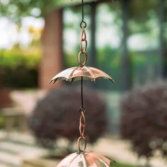 Glitzhome&reg; 8.5ft Faux Copper Umbrella Shaped Rain Chain {5}