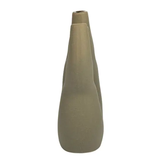 Hello Honey&reg; 7.5" Green Abstract Coral Shaped Stoneware Vase {4}