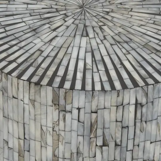 20" Multicolor Shell & Wood Contemporary Accent Table {4}