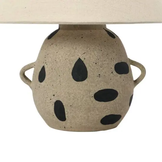 Hello Honey&reg; 15" Hand-Painted Terra-cotta Table Lamp with Dots and Fabric Shade {8}
