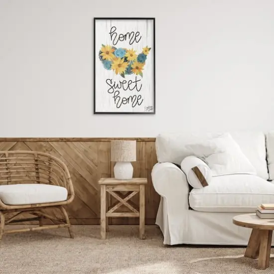 Stupell Industries Floral Americana Phrase Framed Giclee Art Black {3}