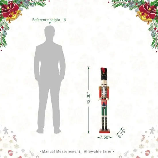 Glitzhome&reg; 42" Wooden Christmas Soldier Nutcracker {9}