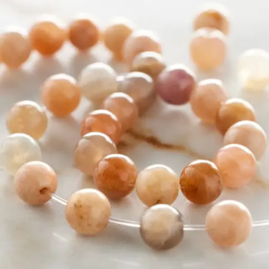 Light Pink & Orange Sunstone Round Beads, 6mm by Bead Landing&trade; {3}