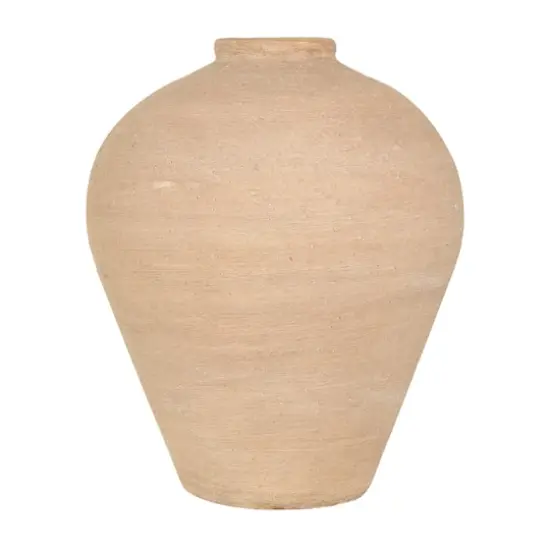 17" Beige Ceramic Wide Textured Vase {4}