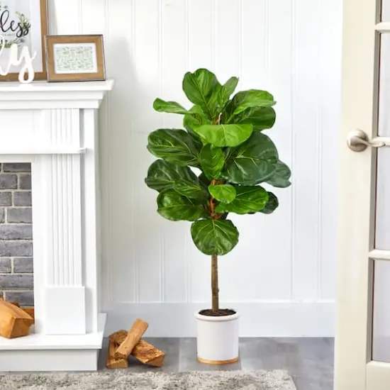 3.5ft. Fiddle Leaf Tree in White Ceramic Planter {4}