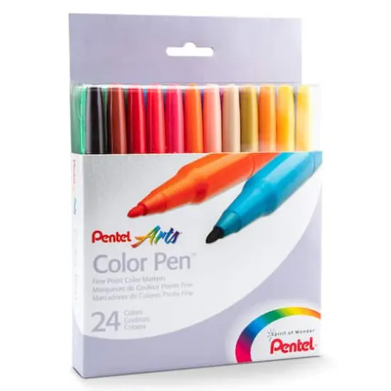 Pentel Arts&reg; Color Pen&trade; Fine Point 24 Color Marker Set {1}