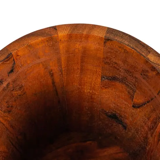 Hello Honey&reg; 8.5" Natural Round Acacia Wood Canister with Handle {6}