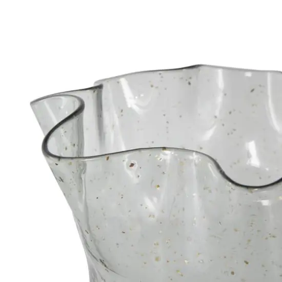 Black Glass Vase Set with Wavy Opening & Gold Speckles {8}