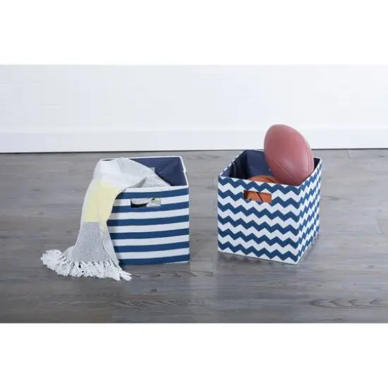 DII&reg; Striped Square Storage Cube Nautical Blue {6}