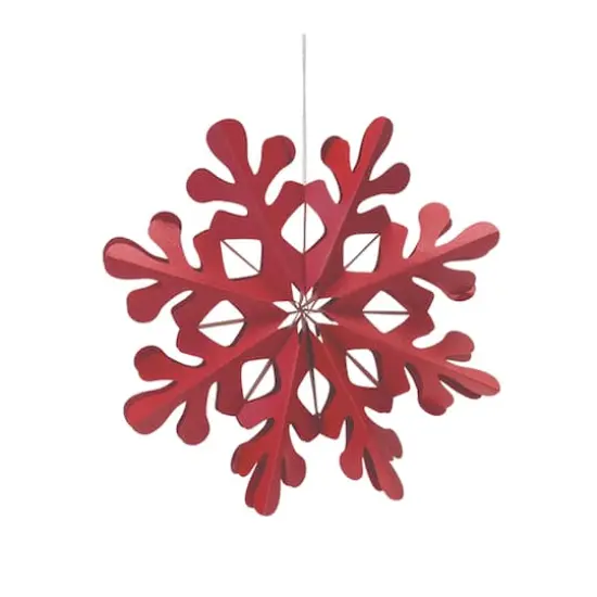 Red Paper Snowflake Ornament Set {5}