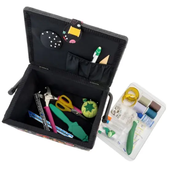 Dritz® Black Sewing Notions Large Sewing Basket with Removable Tray {5}