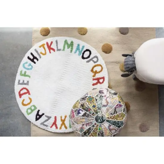 Hello Honey&reg; 38" Round Cotton Tufted Alphabet Rug {3}