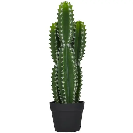 2ft. Green Cactus Faux Foliage Artificial Plant with Black Round Pot {5}