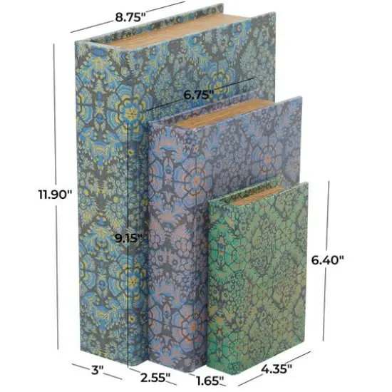 Geometric Floral Canvas Faux Book Box Set {7}