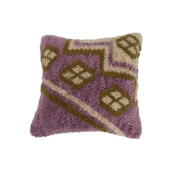 Hello Honey&reg; Purple Design Wool & Cotton Tufted Pillow {1}