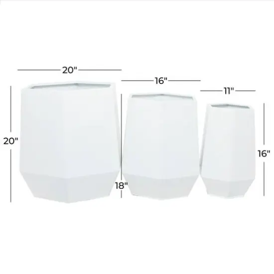 White Modern Planter, Set of 3" 20", 16", 10" {8}