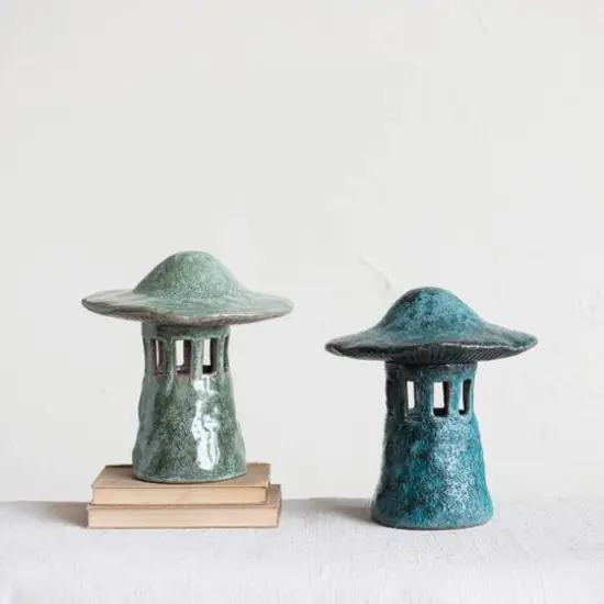 Hello Honey&reg; 9" Stoneware Mushroom Lantern with Lid Set, 2ct. {9}