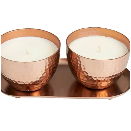 Jasmine Scented Candles in Hammered Copper Bowls Set {5}