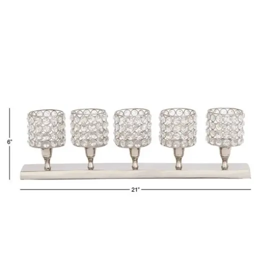Silver Aluminum Glam Candle Holder, 6" x 21" x 3" {5}