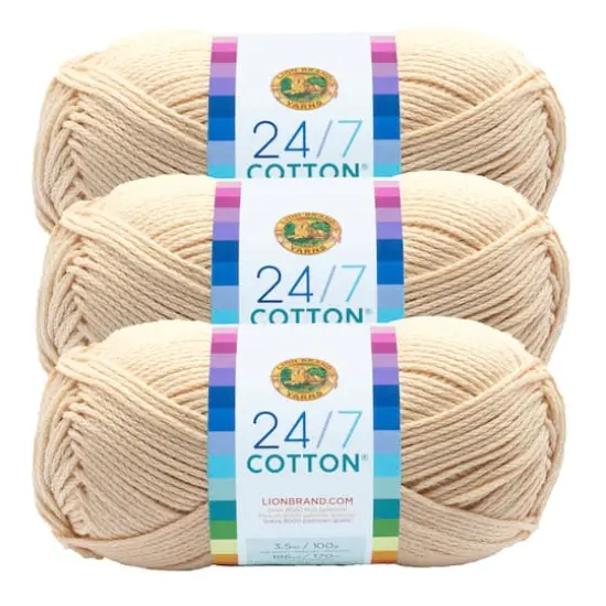 3 Pack Lion Brand&reg; 24/7 Cotton&reg; Yarn Ecru {1}