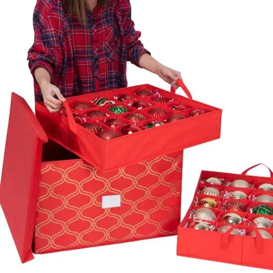 Simplify Red 60ct. Ornament Storage Box {3}