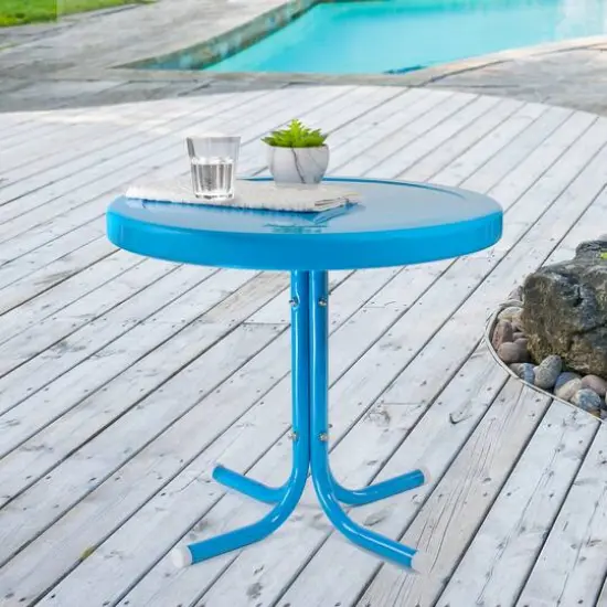 22" Outdoor Retro Tulip Side Table Blue {3}