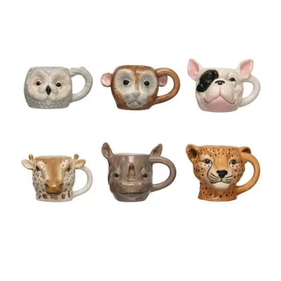 Hello Honey&reg; Animal Head Dolomite Mug Set {1}