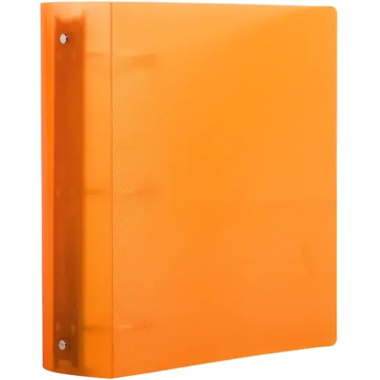 JAM Paper 3" Orange Glass Twill Plastic 3-Ring Binder {4}