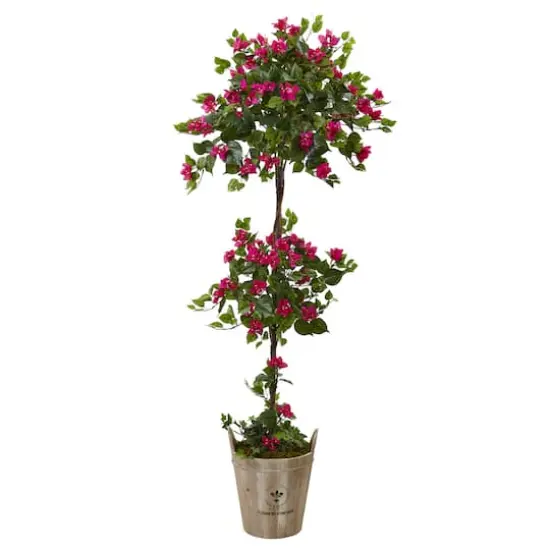 5.5ft. Pink Bougainvillea Topiary Tree with European Barrel Planter {1}
