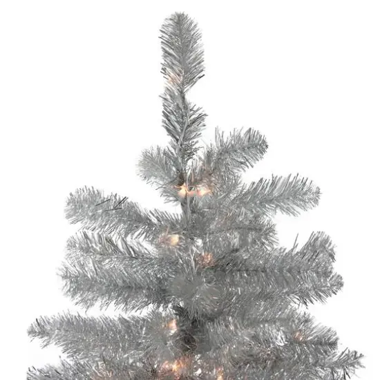 7.5ft. Pre-Lit Full Metallic Tinsel Artificial Christmas Tree, Clear Lights {7}
