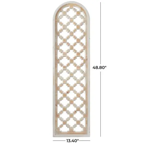 Brown Wood Carved Trellis Geometric Wall Decor 13" x 1" x 49" {6}