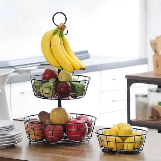 SunnyPoint Black 3 Tier Wire Basket Stand {3}