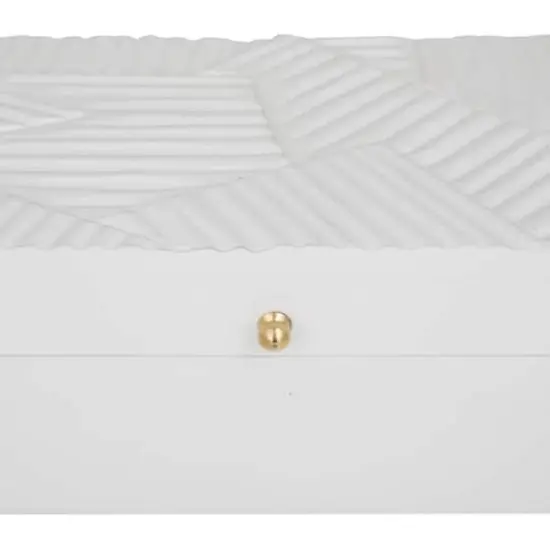 White Wood Intricate Carved Box with Hinged Lid Set {4}