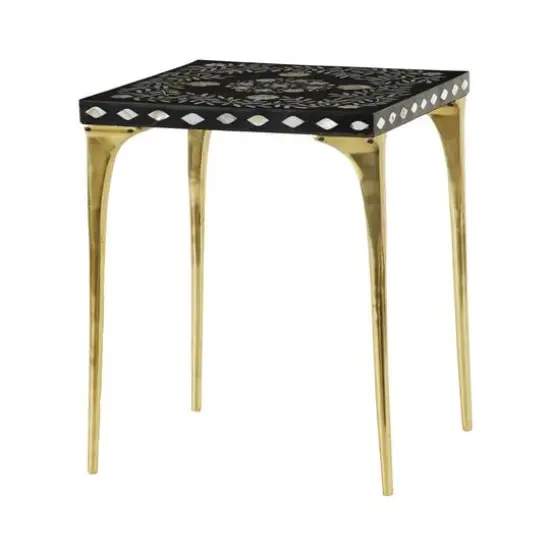 20" Gold Eclectic Aluminum Accent Table {4}