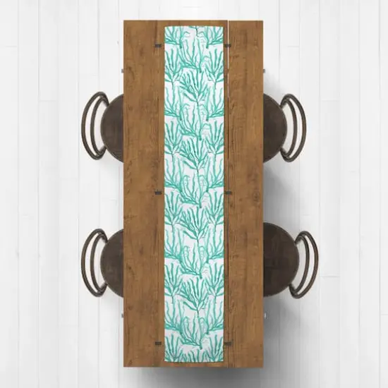 Coral Indoor/Outdoor Table Runner Teal {3}