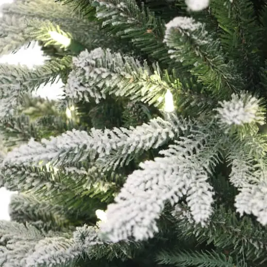 6ft. Pre-Lit Flocked Arctic Fir Pencil Artificial Christmas Tree, Warm White LED Lights {4}